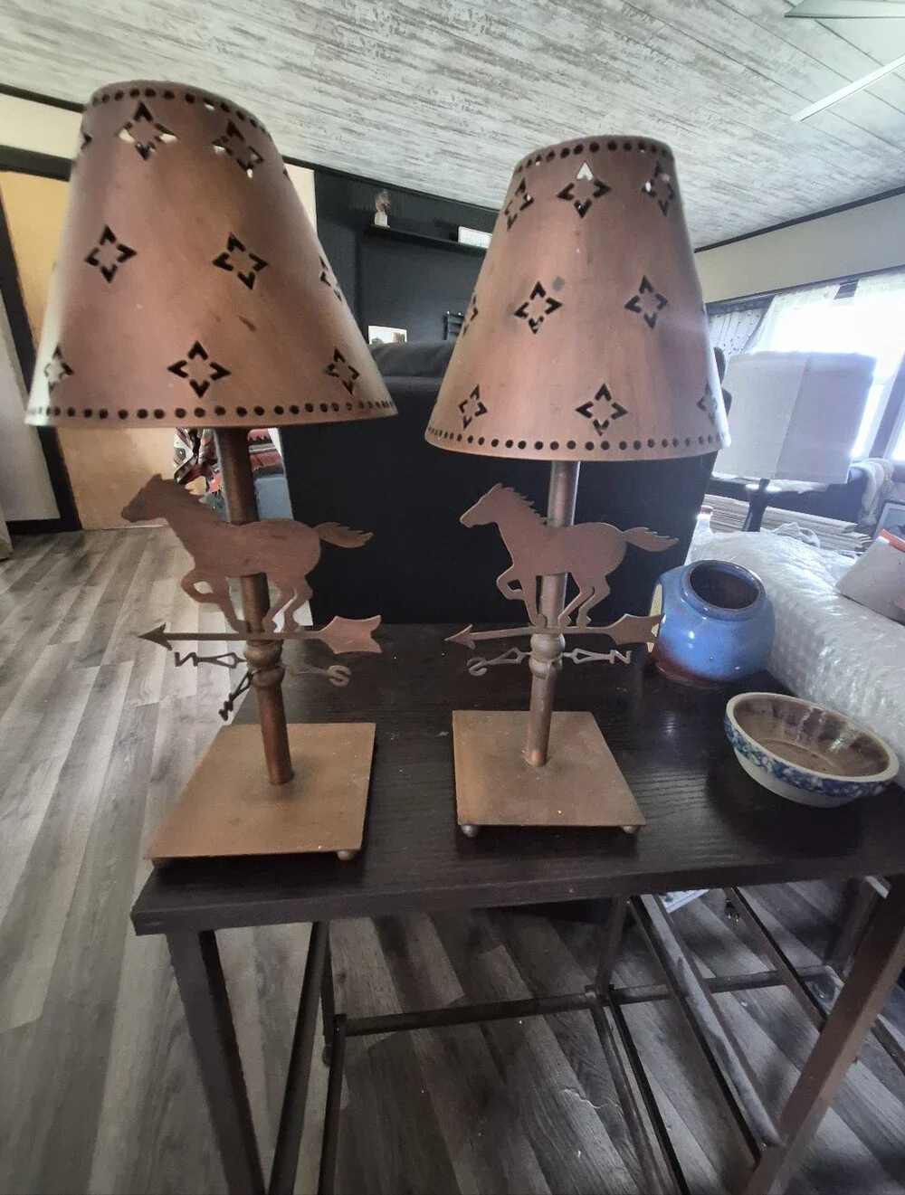 Rust Brown Horse Weathervane Accent Table Lamp - Rustic Home Accents